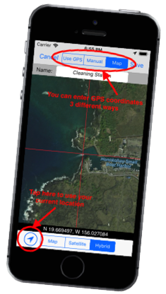 Use GPS or a Map to save the sighting location